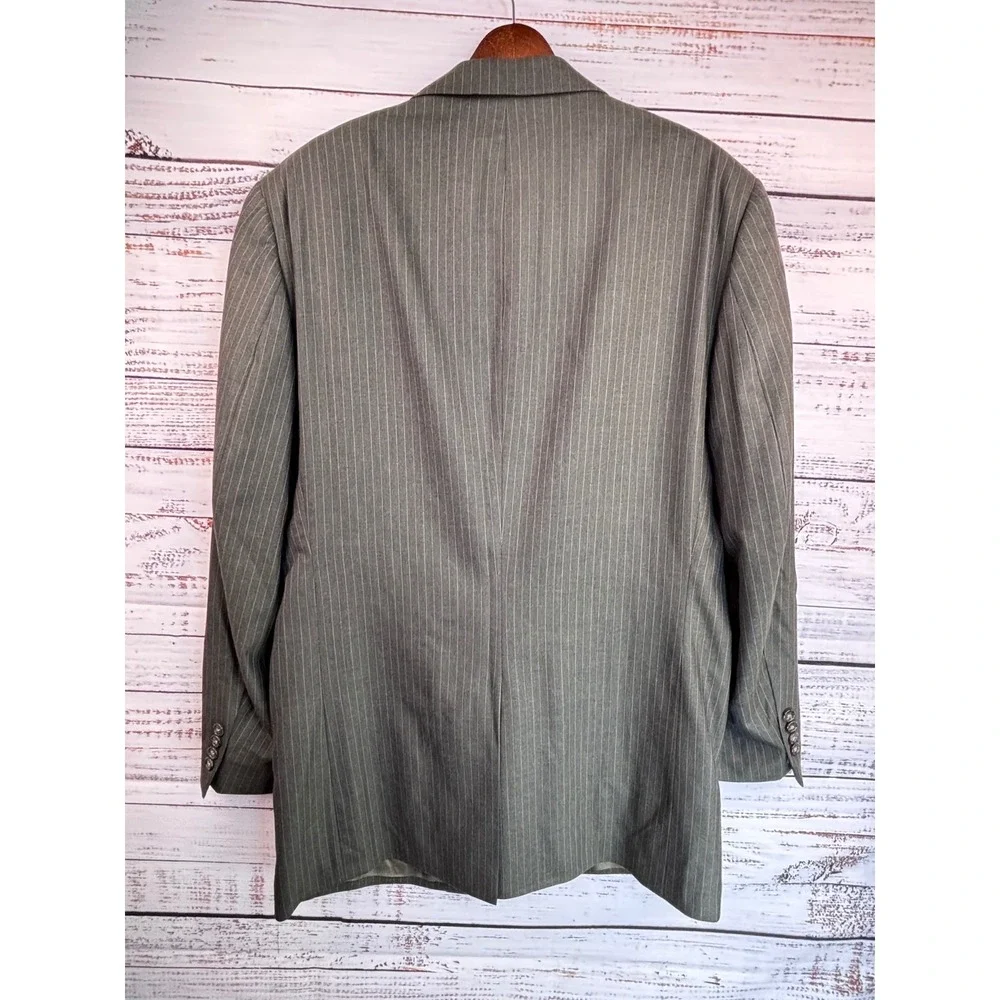 Jos A Bank Mens 44L Grey Pinstripe 100% Wool 2-Button‎ Blazer Sport Coat Jacket